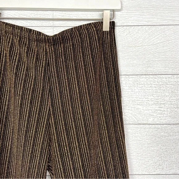 REFORMATION Alix Pant Black Gold Sparkle Metallic Shimmer Crop Kick Flare Medium - Picture 4 of 6